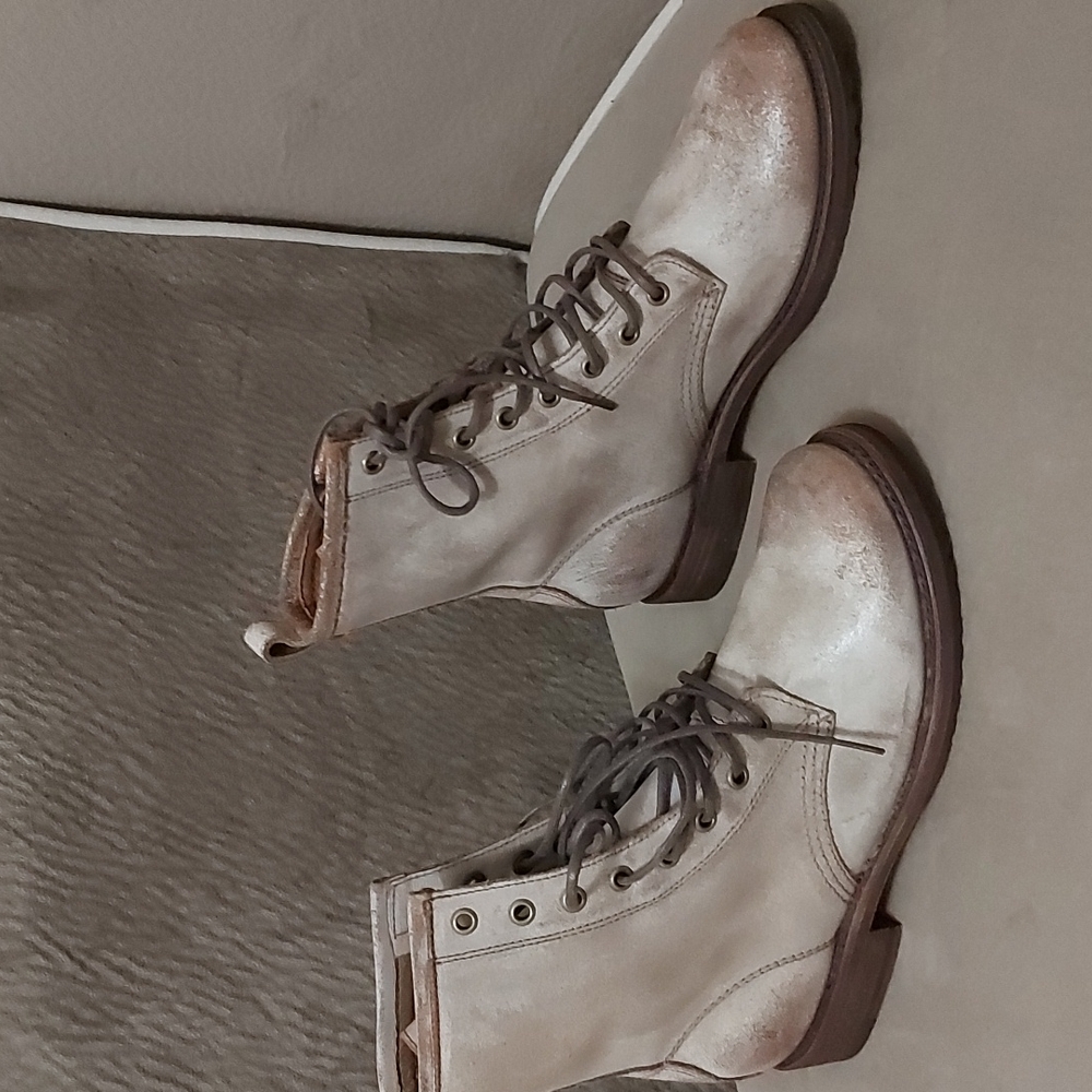 Frye Chocolate Distressed Veronica Combat Boots
